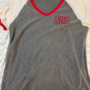 Ohio State HOMAGE Red and Gray V-Neck Tee